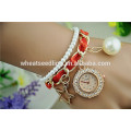 Nouveau design gilrs love diamond pearl strap lady watch